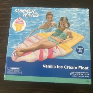 Summer Waves Vanilla Ice Cream Pool Float 57" L X 37.5" W X 7" H Inflatable For